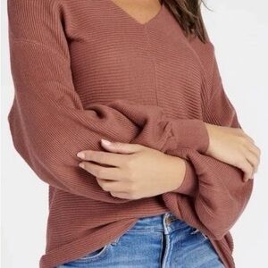1. State Women's V-Neck Sweater - terra cotta